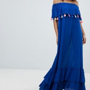 Anmol Off Shoulder Beach Dress With Pom